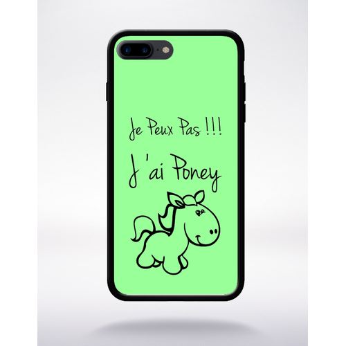 Coque Citation Poney Vert Compatible Apple Iphone 7 Plus Bord Noir Silicone