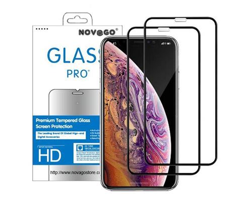 Lot de 2 Films Protection écran pour Apple iPhone XR (6.1) en Verre trempé résistant Couvre Tout l'écran (Noir)