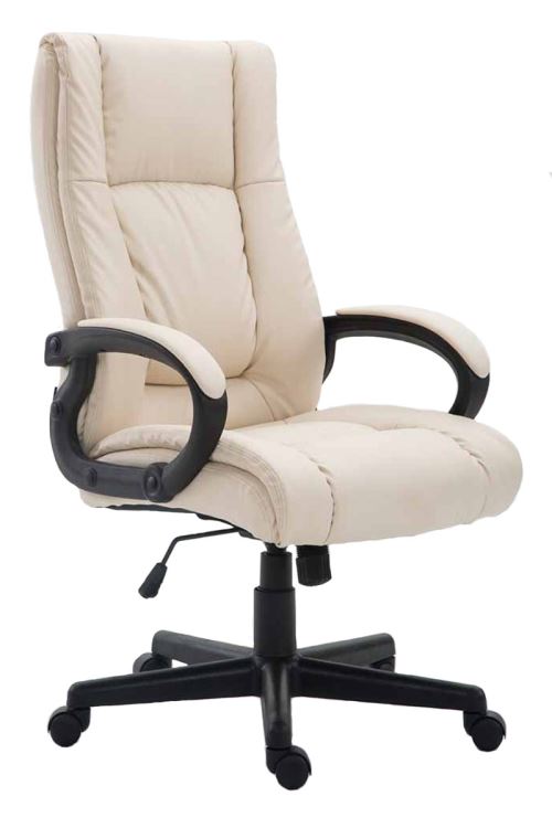 Fauteuil de Bureau XL Sparta en Similicuir - Chaise de bureau avec Hauteur Réglable et Pivotante - Couleur Crème