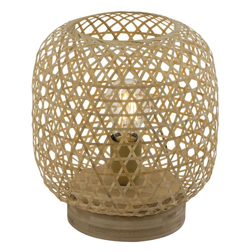 Lampe &agrave; poser design bambou Mirena - Diam. 23 x H. 27 cm - Beige naturel