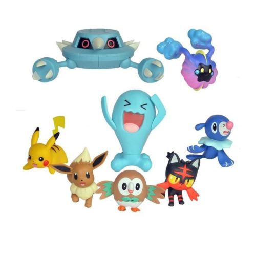 POKEMON - Pack de 8 figurines Otaquin, Brinbidou, Cosmog, Métang, Evoli, Pikachu, Flamiaou & Qulbutoké