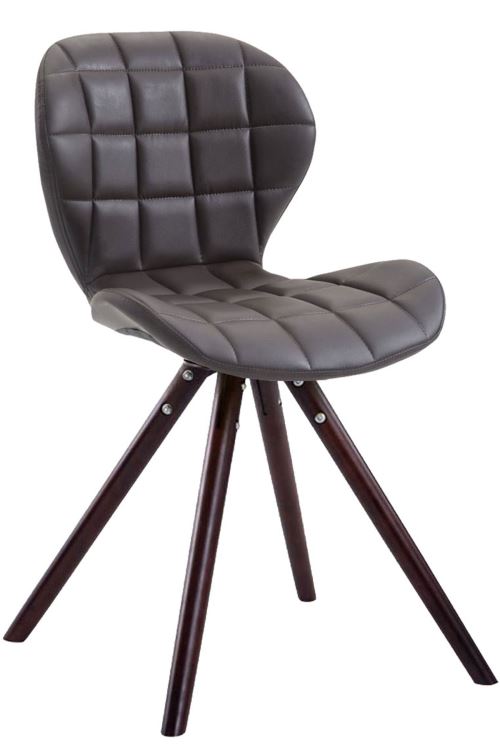 Chaise visiteur Alyssa similicuir piètement rond , Cappuccino/Marron foncé