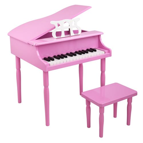 Piano à Queue Électronique Wafenso, 30 Touches, avec Pupitre, Clavier Électronique pour les Enfants (49*50.5*48.5cm)-Rose