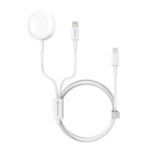 Câble USB-C pour Apple Watch iPhone et iPad Power Delivery Swissten 1.2m Blanc