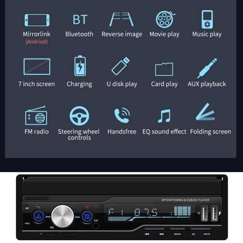 24€99 sur Autoradio Lecteur de la voiture MP5 d'écran tactile de lecteur  vidéo rétractable de 7inch - Autoradio - Achat & prix