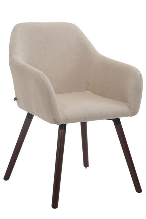 Chaise visiteur Achat V2 tissu , Crème/Bois de chêne Noyer