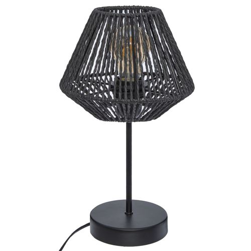 Lampe a poser corde - H 34 cm - Noir