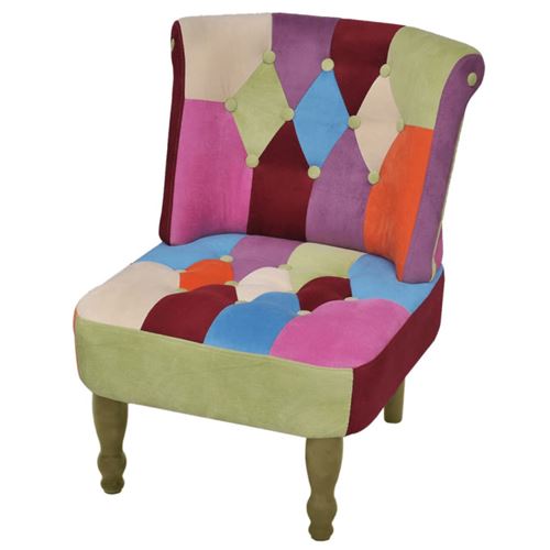 vidaXL Franse stoel met patchwork ontwerp stof