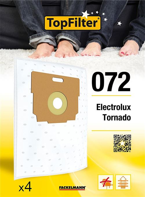 TopFilter 072, 4 sacs aspirateur pour Electrolux et Tonardo, boîte de sacs d'aspiration en non-tissé, 4 sacs à poussière (30 x 26 x 0,1 cm)