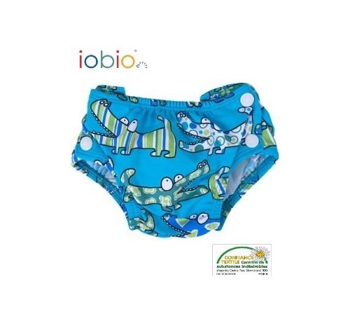 POPOLINI Couche lavable pour piscine Croco Bleu - Taille - S : 3-9 kg