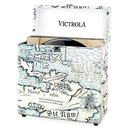 Victrola Boîte de rangement pour vinyles jusqu'à 70 albums Bois naturel