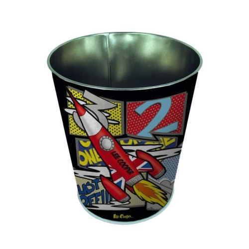 Pierre henry lee cooper mini corbeille conique - décor fusée - en métal - classé non feu m1 - imprimé vernis brillant