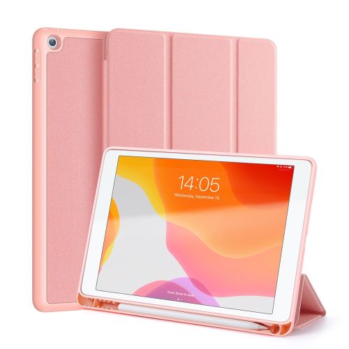 Etui en PU + TPU peau de tissu avec support tri-pliure or rose pour votre Apple iPad 10.2 (2019)