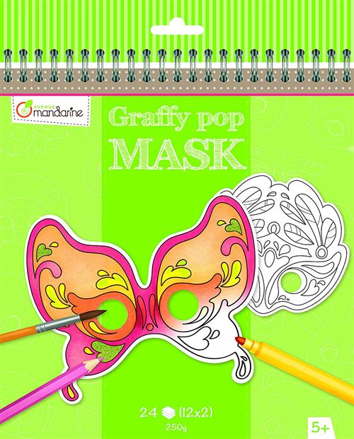 Avenue Mandarine GY025O Un carnet de Coloriage masques - Graffy Pop Mask - Venise