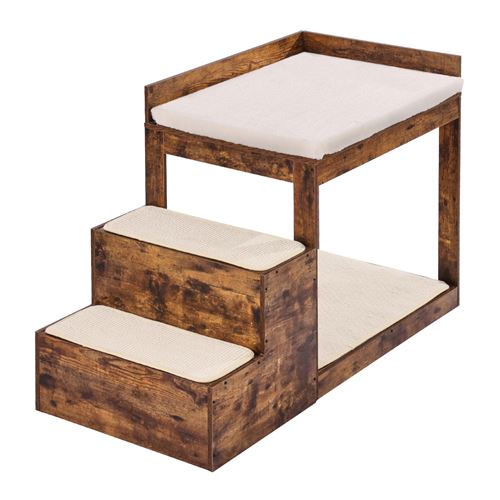 Comparer les prix de VEVOR Lit Superposé pour Animaux Compagnie Chien Chat Escaliers Marron Foncé
