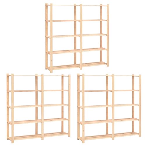 vidaXL Étagères de rangement à 5 niveaux 3pcs 170x38x170 cm Pin 500 kg