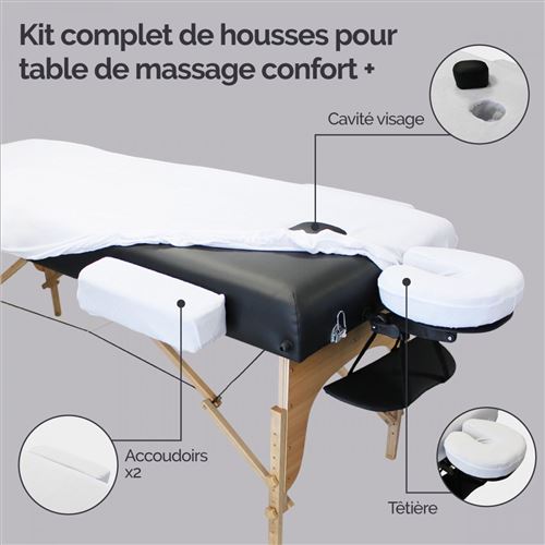 Lot De 2 Draps-housses Pour Table De Massage Vivezen - Flanelle Blanche - Neuf Avec étiquette