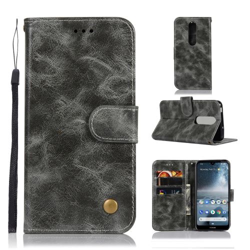 Etui en PU premium vintage gris pour votre Nokia 4.2