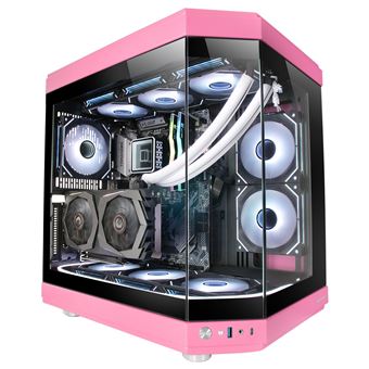 Boîtier Gaming Custom ATX Mars Gaming MC-3T, Verre Trempé, 3x Slots PCI Verticaux, Rose - 1
