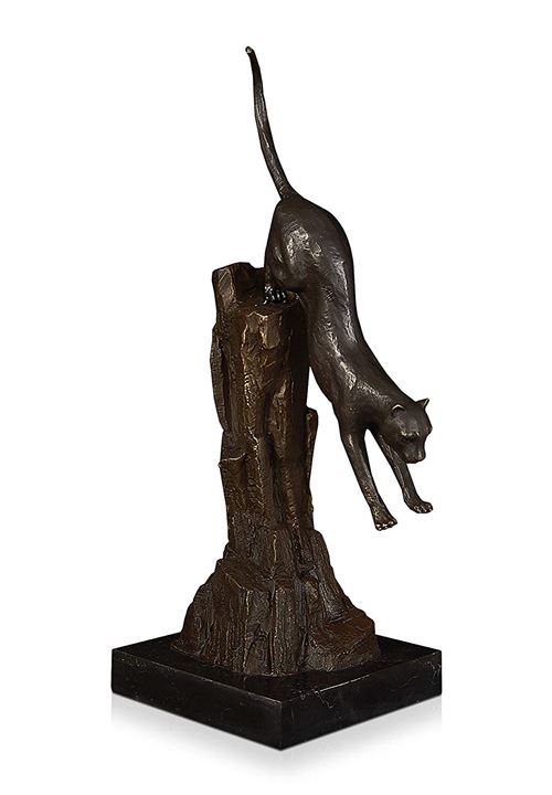 World Art Panthère bondissante Sculpture En Bronze, Multicolore, 41x15x15 Cm