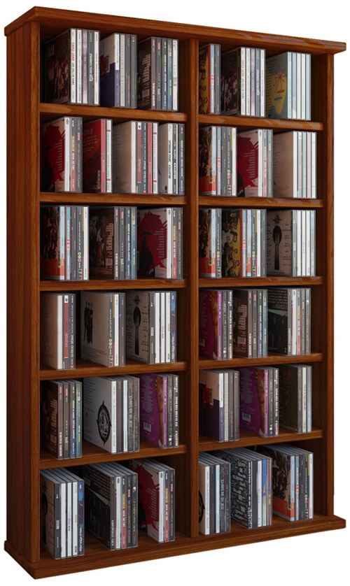 VCM 50444 Ronul Tour pour CD 300 pcs DVD 130 pcs sans Porte en Verre Imitation Structure Bois Coeur de Noyer