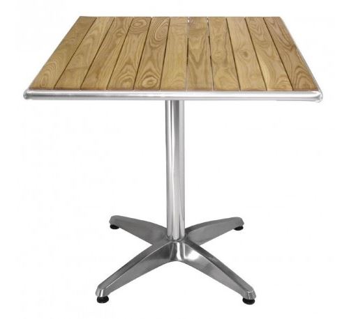 Table carrée Aluminium et frêne 700 mm - Bolero - 700
