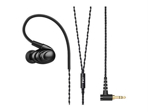 FiiO F9 - In-ear hoofdtelefoons - inwendig - bevestiging over het oor - met bekabeling - 3,5 mm-stekker - zwart