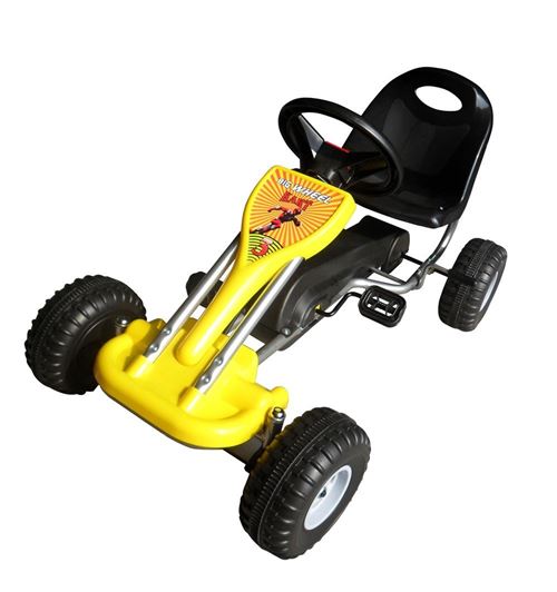 Kart voiture à pédale gokart enfant jeux jouets jaune 89 cm