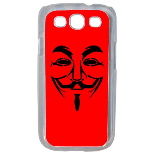 Coque Anonymous Rouge Compatible Samsung S3 Transparent