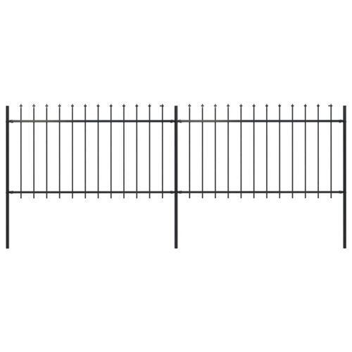 Vidaxl Noir Clôture De Jardin Avec Dessus En Lance Acier 3,4 X 1 M - Image 1