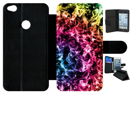Etui à rabat huawei p8 lite 2017 modèle 2017 smoke fume arc en ciel