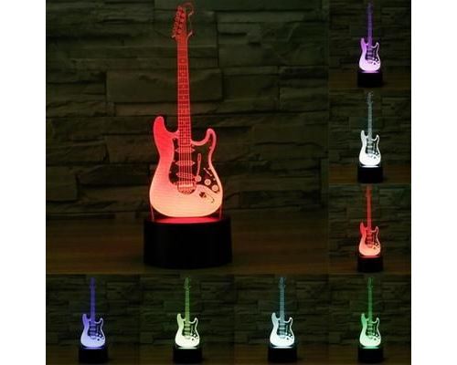 Lampe LED Forme Guitare Electrique Luminaire Illusion 3D 7 Couleurs Tactile - YONIS