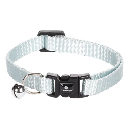 Collier réglable de 19 à 30 cm couleur bleu clair avec clochette. pour chat