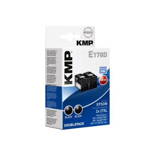KMP E178D - Pack de 2 - 18 ml - noir - cartouche d'encre (alternative for: Epson 27XL) - pour Epson WorkForce WF-3620DWF, WF