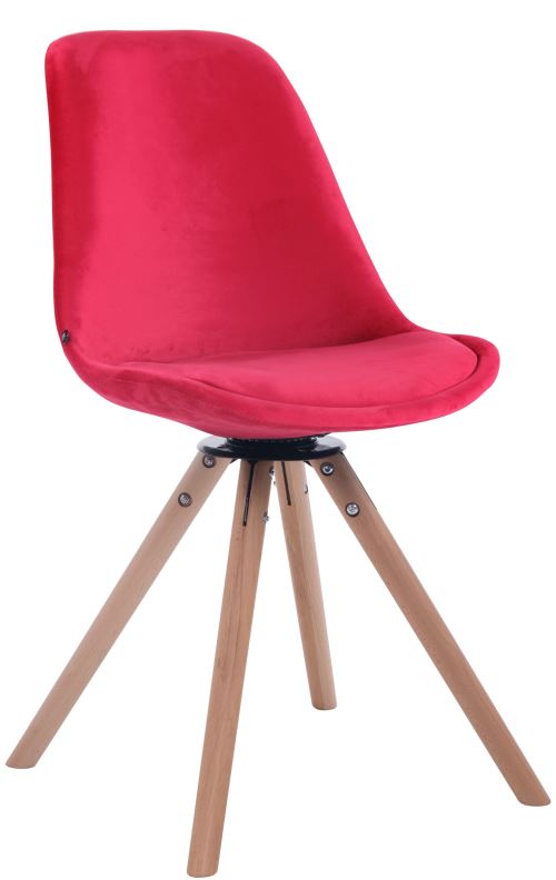 Chaise de salle à manger Troyes Pivotant en velours avec piétement rond , Nature/Rouge
