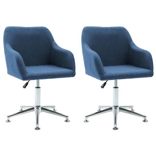 vidaXL 2 pcs Chaises pivotantes de salle à manger Bleu Tissu