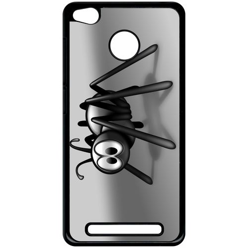 Coque Xiaomi Redmi 3s Prime Araignée Noire Fond Argent