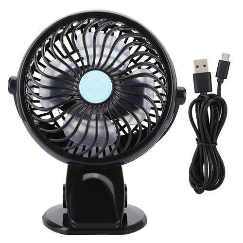 Ventilateur de bureau USB mini super silencieux avec clip pour dortoir de bureau à domicile (noir)