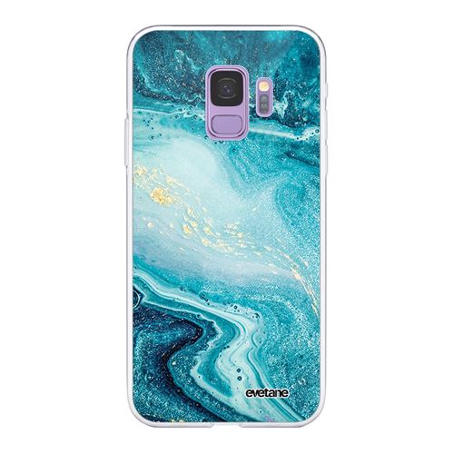 Coque pour Samsung Galaxy S9 360 intégrale transparente Bleu Nacré Marbre Tendance [Evetane®]