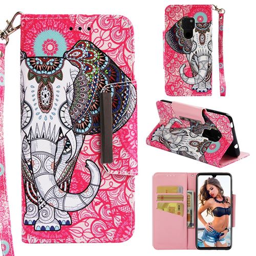 Etui en PU impression de motifs éléphant pour votre Huawei Mate 20