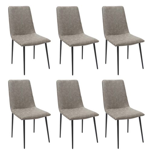 6x chaise de salle à manger MENDLER HWC-F47 vintage tissu textile kaki