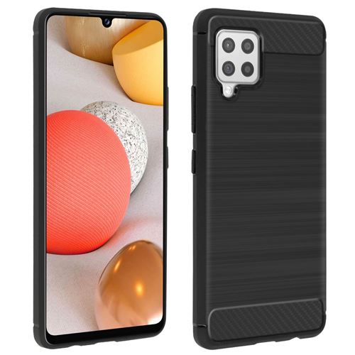 Coque pour Samsung Galaxy A42 5G Souple Coins Renforcés Carbone Effet Brossé Noir