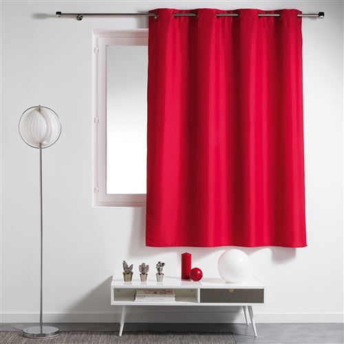 Rideau a oeillets plastique 140 x 180 cm polyester uni essentiel Rouge