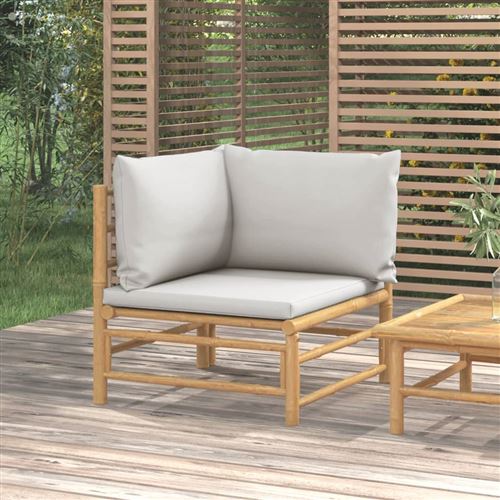 Vidaxl Gris/Clair Canapé D'angle De Jardin - Bambou - Image 3