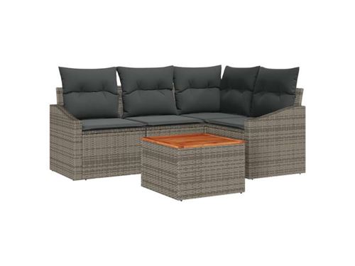 Non Communiqué Gris Salon De Jardin Vidaxl Rotin 5 Pieces 5 Personnes