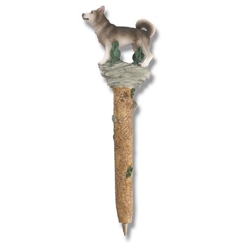 IMPEXIT - Stylo chien husky en résine 17/5,5/2 cm