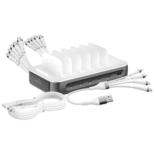 Station de Charge 100W Multiport 5 USB-C + USB et 6 Câbles inclus 4smarts Gris