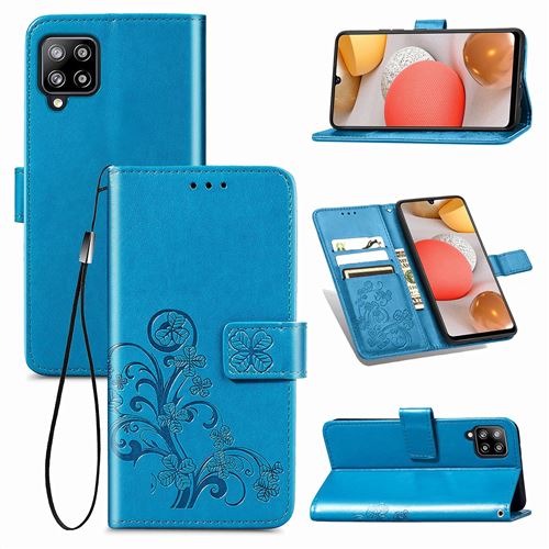 MPFRANCE Housse pour Samsung Galaxy A42 5G Bleu [Fleur de Lys]