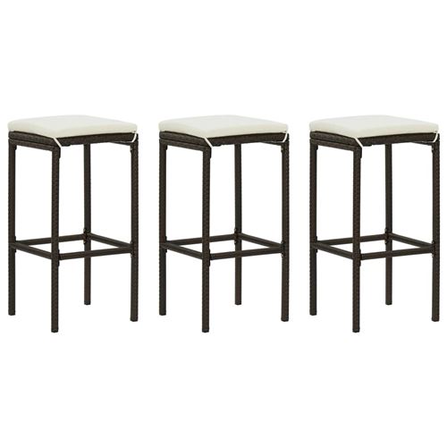 Vidaxl Marron Tabourets De Bar 3 Pcs - Résine Tressée - Image 3
