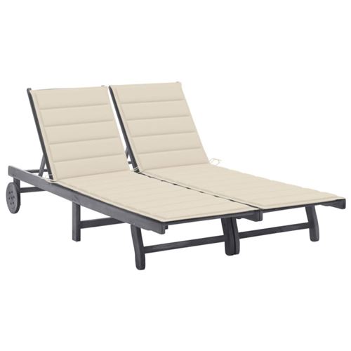 Non Communiqué Gris Chaise Longue De Jardin 2 Places Avec Coussin Acacia